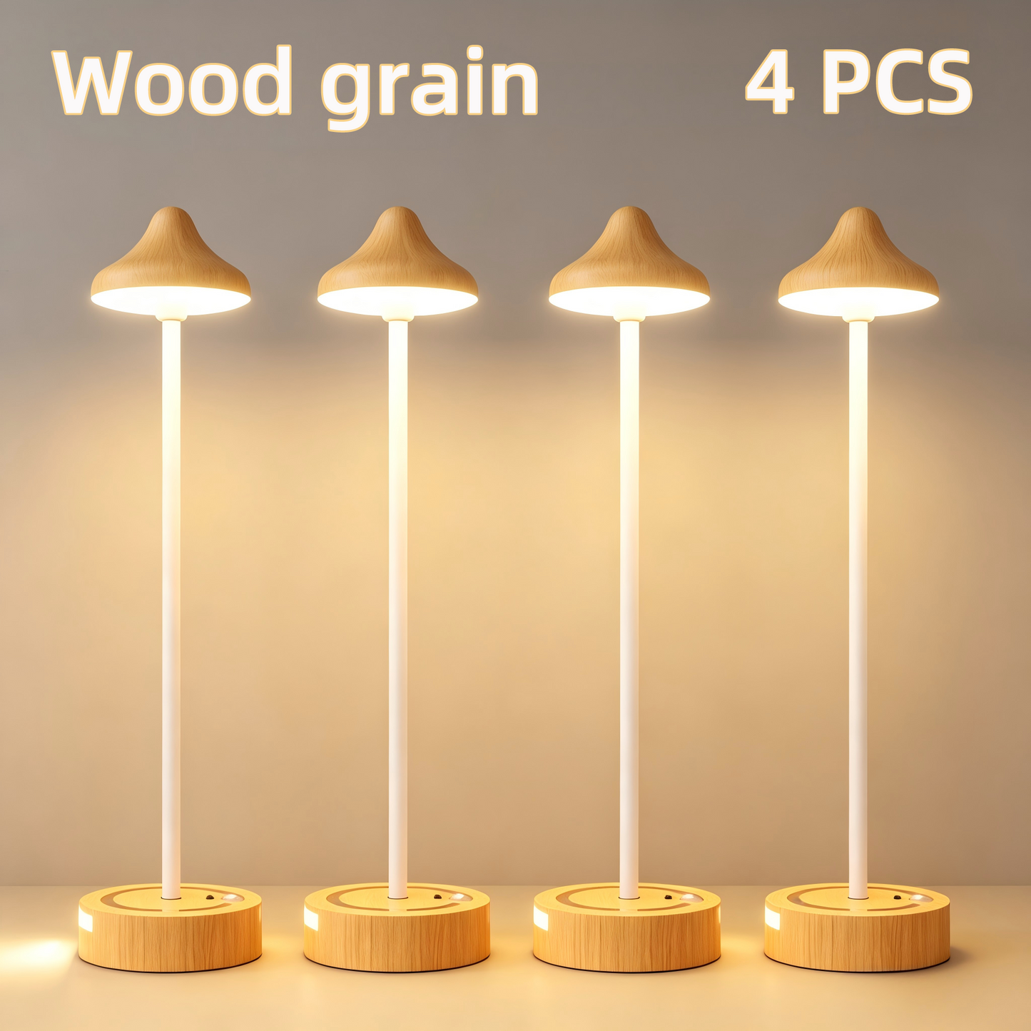 Creative Bedroom Decor: Motion-Sensing LED Table Lamp with Touch Control & Rechargeable Battery – Walnut Wood Ambient Desk Lamp for Hotels & Homes