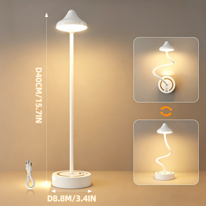 Creative Bedroom Decor: Motion-Sensing LED Table Lamp with Touch Control & Rechargeable Battery – Walnut Wood Ambient Desk Lamp for Hotels & Homes